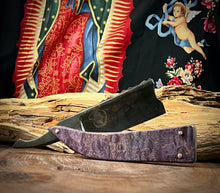 Load image into Gallery viewer, B) Barber Notch Straight Razor Scalloped Spine W2 Blade , By Valentini Garage Works