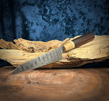 Load image into Gallery viewer, D) Ladder Pattern Damascus Petty Chef Knife by Valentini Garage Works