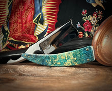 Load image into Gallery viewer, B) Bull Nose Straight Razor Scalloped Spine 1095 Blade , By Valentini Garage Works