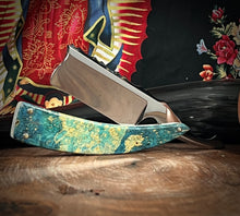 Load image into Gallery viewer, B) Bull Nose Straight Razor Scalloped Spine 1095 Blade , By Valentini Garage Works
