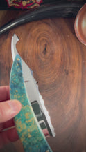 Load and play video in Gallery viewer, B) Bull Nose Straight Razor Scalloped Spine 1095 Blade , By Valentini Garage Works