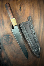 Load image into Gallery viewer, D) Ladder Pattern Damascus Petty Chef Knife by Valentini Garage Works
