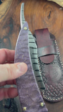 Load and play video in Gallery viewer, E) Smiling Edge Twist Damascus Straight Razor by Valentini Garage Works
